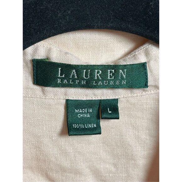Lauren Ralph Lauren 100% Linen Roll Tab Sleeve Button Up Shirt - Picture 5 of 5